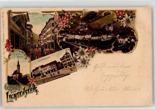 9620 Lichtensteig 1902 Lithographie Kirche