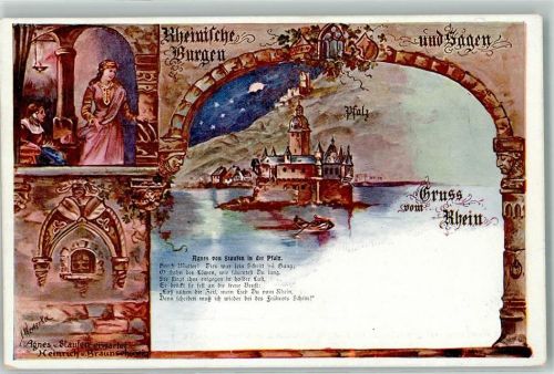 Sagen Burgen Agnes von Staufen Pfalz Zofe Boot Schloss Sternenhimmel Mond