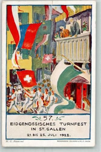 9000 St. Gallen S. Gallo 1922 Gebrauchsspuren Offiz. Karte Nr. 4 57. Eidgenössisches Turnfest AK