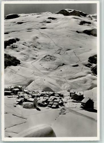 7457 Bivio - Blick auf Bivio mit Cuolms Winteraufnahme