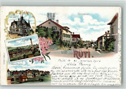 8630 Rüti ZH 1904 BOAKC Haldenquatier Maschinenfabrik Villa Hess Lithographie