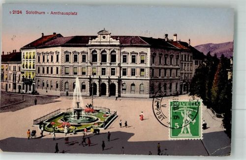 4500 Solothurn Soleure 1920 Gebrauchsspuren Amtshausplatz Briefmarke Bildseite