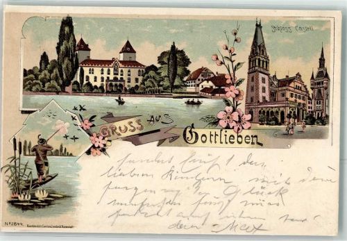 8274 Gottlieben Gebrauchsspuren Schloss Lithographie