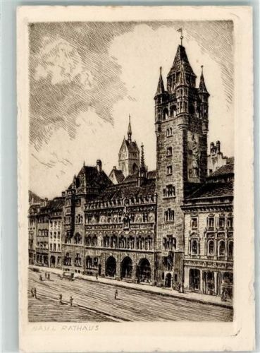 4000 Basel Bâle - Radierung Rathaus