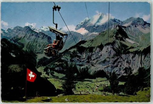 3718 Kandersteg - Sesselbahn Kandersteg-Öschinen Blick auf Kandersteg Gellihorn Großer und Kleiner Lohner