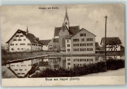 8926 Kappel am Albis 1912 Gebrauchsspuren Kloster mit Kirche
