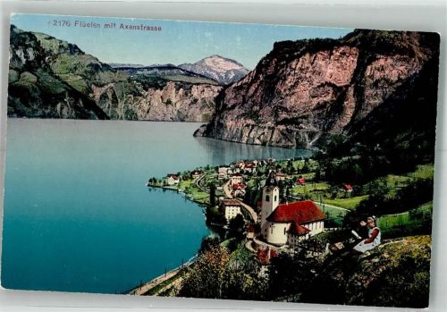 6454 Flüelen Foto AK Kirche Axenstrasse