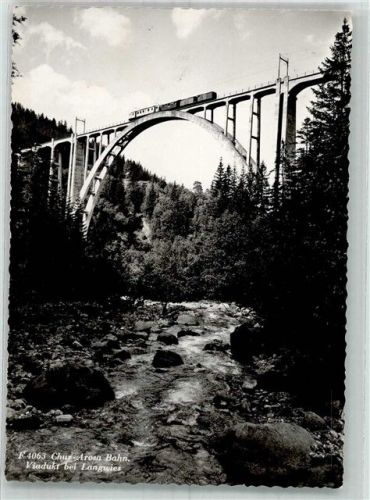 7057 Langwies 1948 Foto AK Eisenbahn Chur-Arosa-Bahn Viadukt