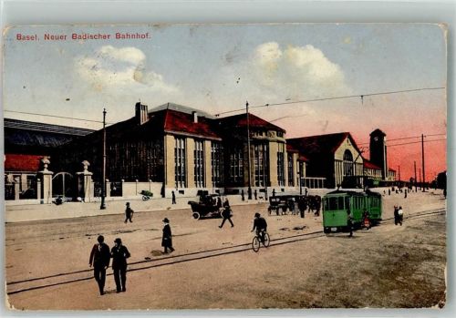 Basel Bâle Neuer Badischer Bahnhof Straßenbahn Auto Bahnhof Schweiz Foto AK