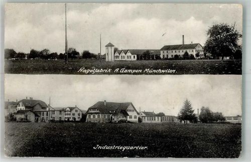 4333 Münchwilen AG 1919 Foto AK Nagel- Fabrik Gampen Industriequartier