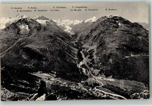 7504 Pontresina 1912 - Schafberg Hüttenstempel Piz Roseg La Sella La Mougia