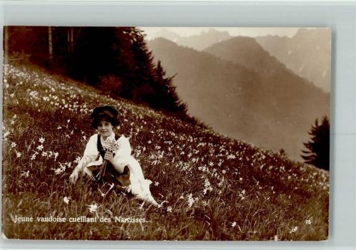 1815 Clarens 1920 - Jeune vaudoise cueillant des Narcisses