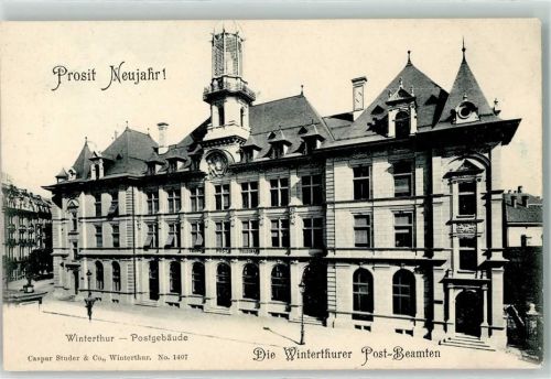 8400 Winterthur - Postgebäude Neujahrsgruss der Postbeamten