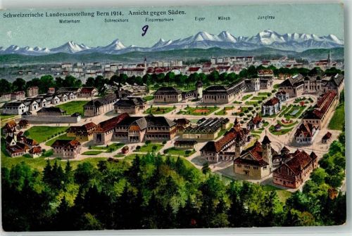 3000 Bern Berne Lithographie Landesausstellung 1914 Ansicht Süden