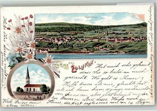 8702 Zollikon 1899 BOAKC Kirche Lithographie