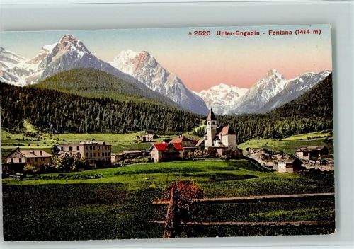 7553 Tarasp - Unterengadin, Teilansicht mit Kirche, Verlag Photoglob Nr. 2520, gute Erhaltung AK