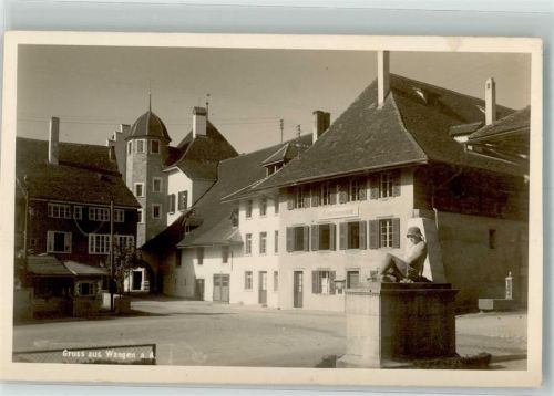 3380 Wangen an der Aare Foto AK Denkmal Soldat Feldpost Kaserne