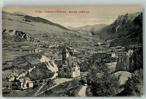 7552 Vulpera Foto AK Kirche Schuls