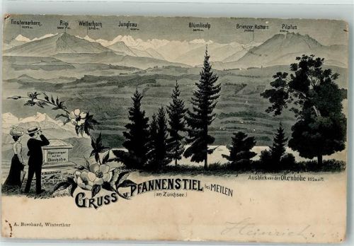 8706 Meilen 1904 Gebrauchsspuren Pfannenstiel von der Okenhöhe aus