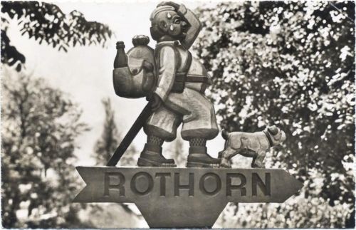 um 1950 - Brienz: Orig. Wegweiser, Ersteller: Schnitzlerschule Brienz,H.C. Mäder AKU1