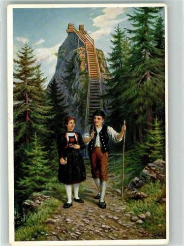 3158 Guggisberg - Gershörnli Vreneli u. Joggeli Tracht Feldpost Säumer Rekrutenschule