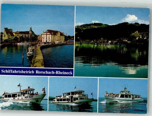 9400 Rorschach Foto AK Hafen Motorschiff Alte Rhy Schifffahrtsbetrieb Rorschach-Rheineck