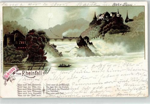 8212 Neuhausen am Rheinfall Lithographie Rheinfall