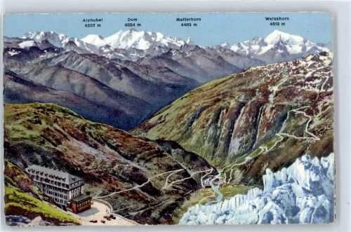 3999 Oberwald - Hotel Belvedere, Litho, Walliser Alpen, Edition O. Süssli-Jenny Thalwil