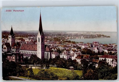 9400 Rorschach - Teilansicht, Kirche, Turm, See