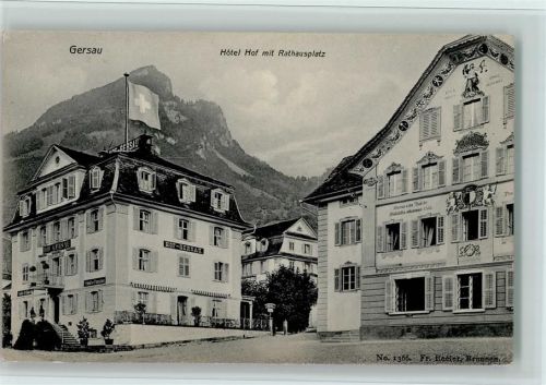 6442 Gersau 1925 - Hotel Hof mit Rathausplatz, gute Erhaltung AK