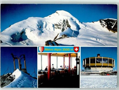 3906 Saas-Fee Winter Gasthaus Drehrestaurant Metro Alpin Denkmal