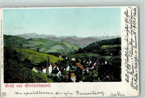 9621 Oberhelfenschwil 1901 - Panoramaansicht vom Dorf Dorfkirche