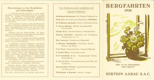 5000 Aarau KEINE AK S.A.C. Bergfahrten 1936 Klappbroschüre 2-fach