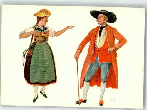 1800 Vevey 1927 Lithographie Tracht Weinfest