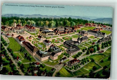 3000 Bern Berne Lithographie Landesausstellung 1914 Ansicht Norden