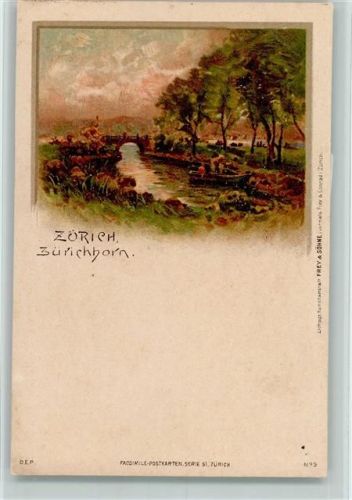 1899 Lithographie Zürichhorn - Facsimile Postkarten Serie 51 Nr. 9 , sehr gute Erhaltung AK
