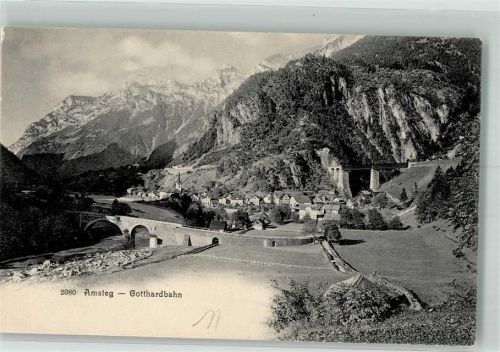 6474 Amsteg Foto AK Gotthardbahn