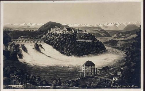 um 1925/30 - Schaffhausen, Rheinfall, Alpen, Schweiz,Photoglob AKU1