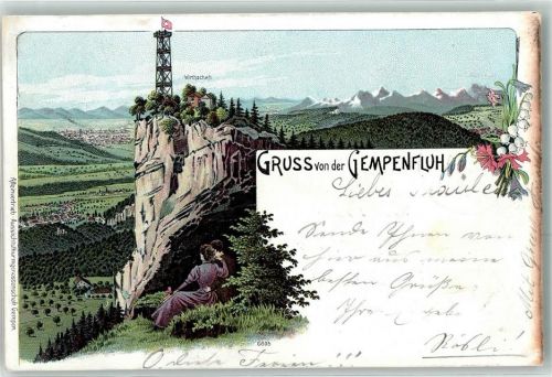 Gempenfluh 1901 Lithographie Gasthaus