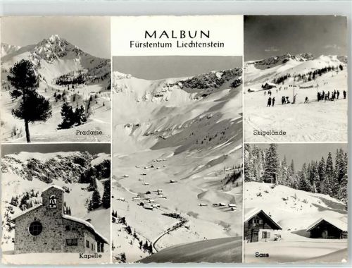 9497 Malbun 1962 Winter Kirche Sportplatz