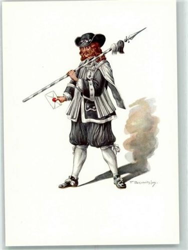 3000 Bern Berne Künstlerkarte PTT-Museum Standesläufer von Basel Kostüm des XVII. Jahrhundert sign