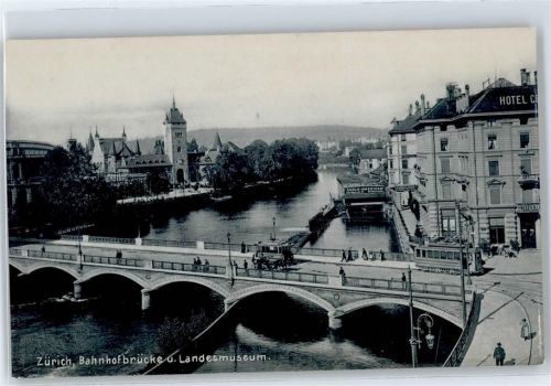 8000 Zürich - Bahnhofbrücke, Landesmuseum, Hotel, Straßenbahn