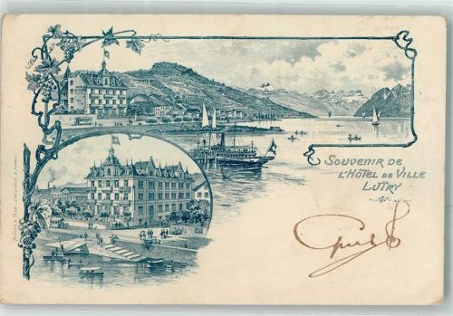 1095 Lutry Gebrauchsspuren L'Hotel de Ville Rathaus Dampfer