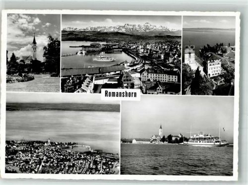 8590 Romanshorn Foto AK Hafen Kirche Fliegeraufnahme