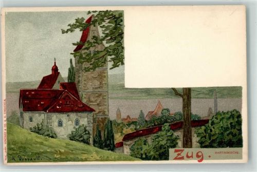 6300 Zug Zugo Künstlerkarte Martinskirche sign. K Dussault