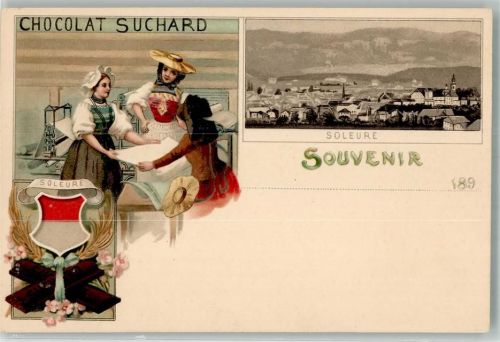 4500 Solothurn Soleure Lithographie Tracht Wappen Soleure Werbung Chocolat Suchard