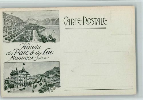 1820 Montreux - Hotels du Parc & du Lac, gute Erhaltung AK