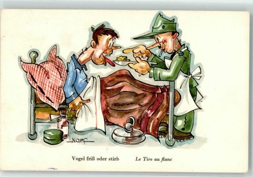 Soldaten Humor Karikatur Feldpost sign. Naef Flieger Kp. 18 Militär Schweiz Künstlerkarte