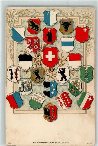 Prägedruck Schweizer und kantonale Wappen