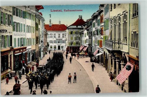 4410 Liestal 1918 - Rathausstraße Musikcorps Soldat Uniform